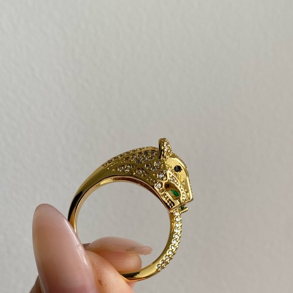 AUTH gold plated and zirconia luxury panthère ring STUNNING - Picture 11 of 14
